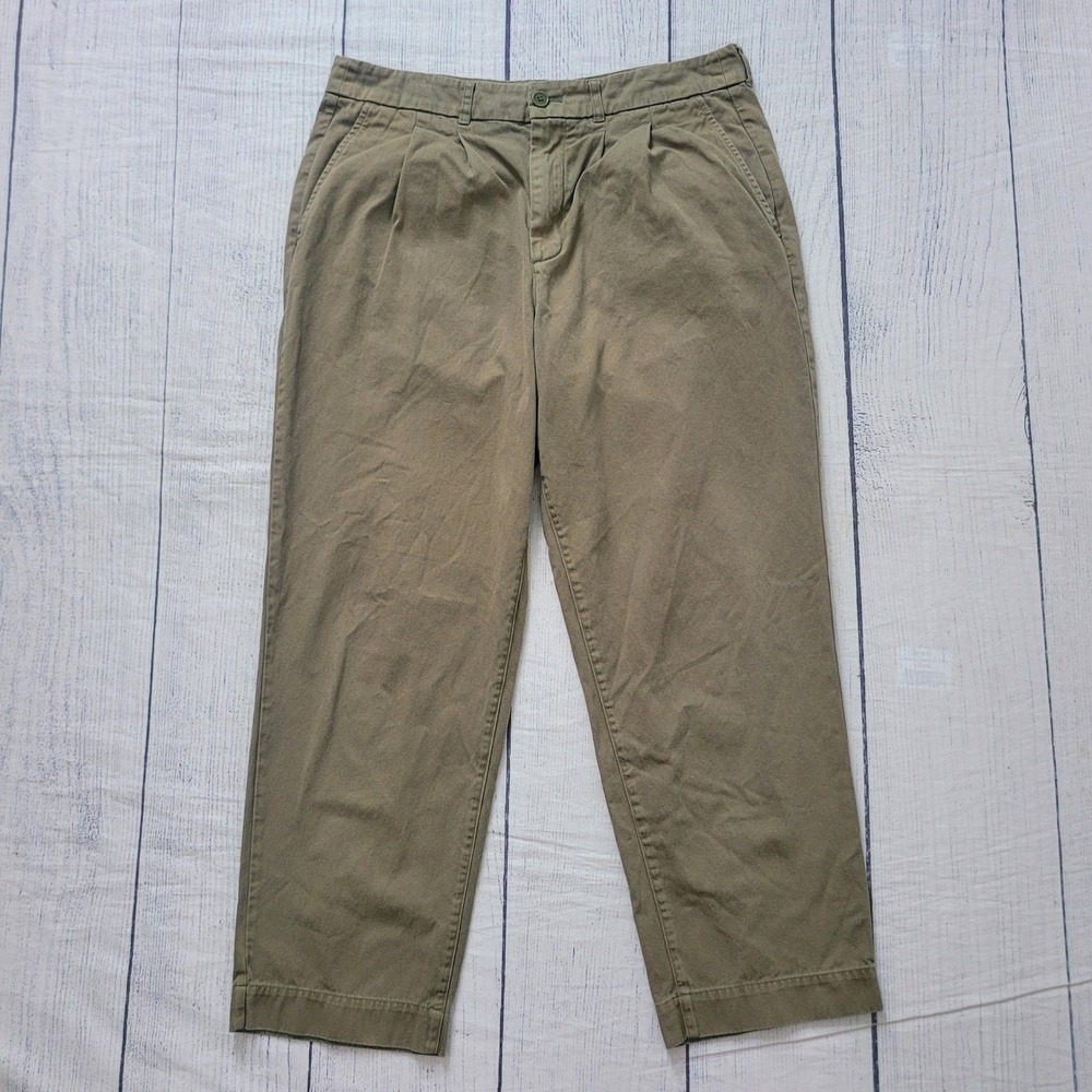 AYR Size 10 Metropolitan Pleated Trouser Minimalist Relaxed Fit Nori Green Olive